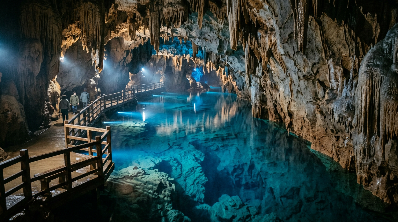 龍泉洞の地底湖